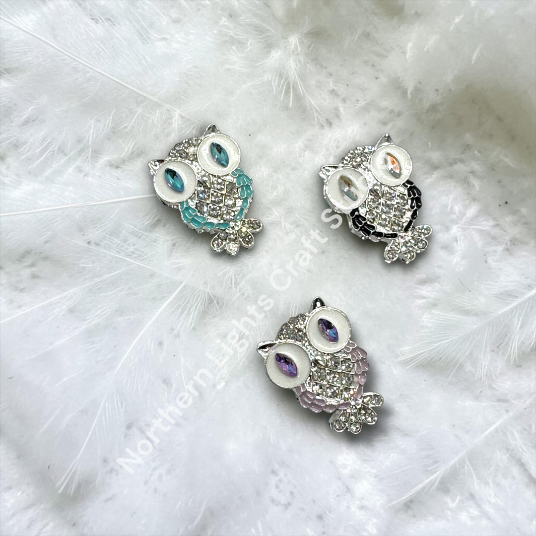 Metal Alloy Rhinestone Small Owl Fancy Bead - 1pc.