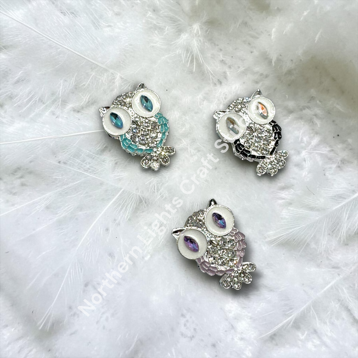 Metal Alloy Rhinestone Small Owl Fancy Bead - 1pc.