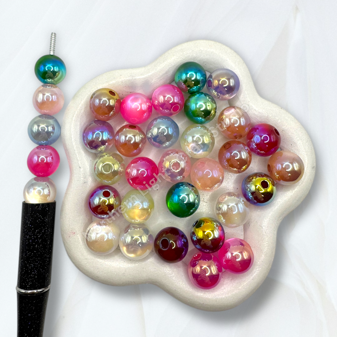 UV Cat Eye Shiny 12mm Resin Bead  Mix -25pc