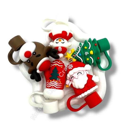 Silicone Christmas Straw Topper - 1 pc.