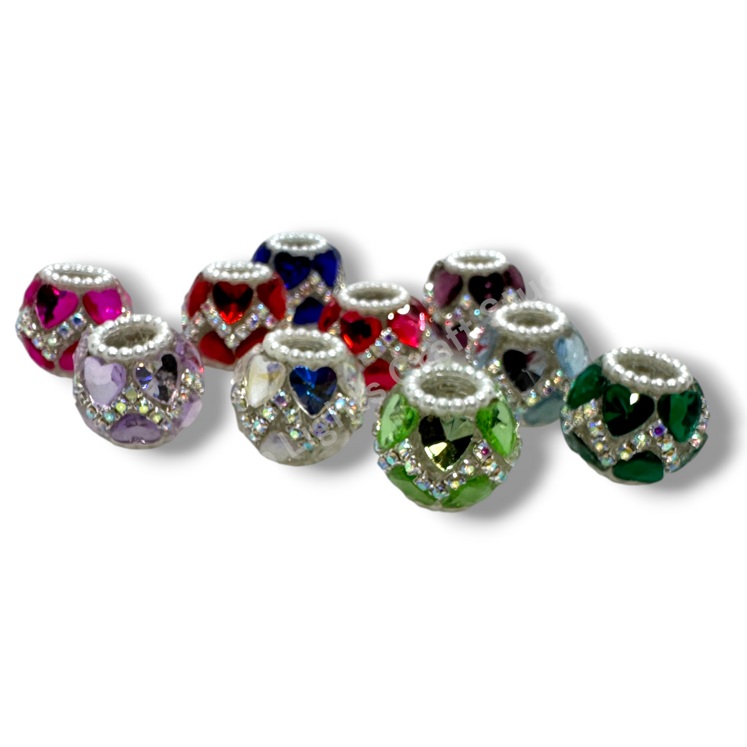 Rhinestone Zig Zag Heart Shape Crystal Fancy Bead - 4pc.