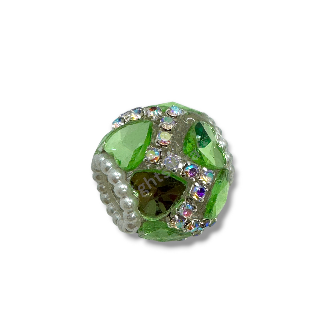 Rhinestone Zig Zag Heart Shape Crystal Fancy Bead - 4pc.