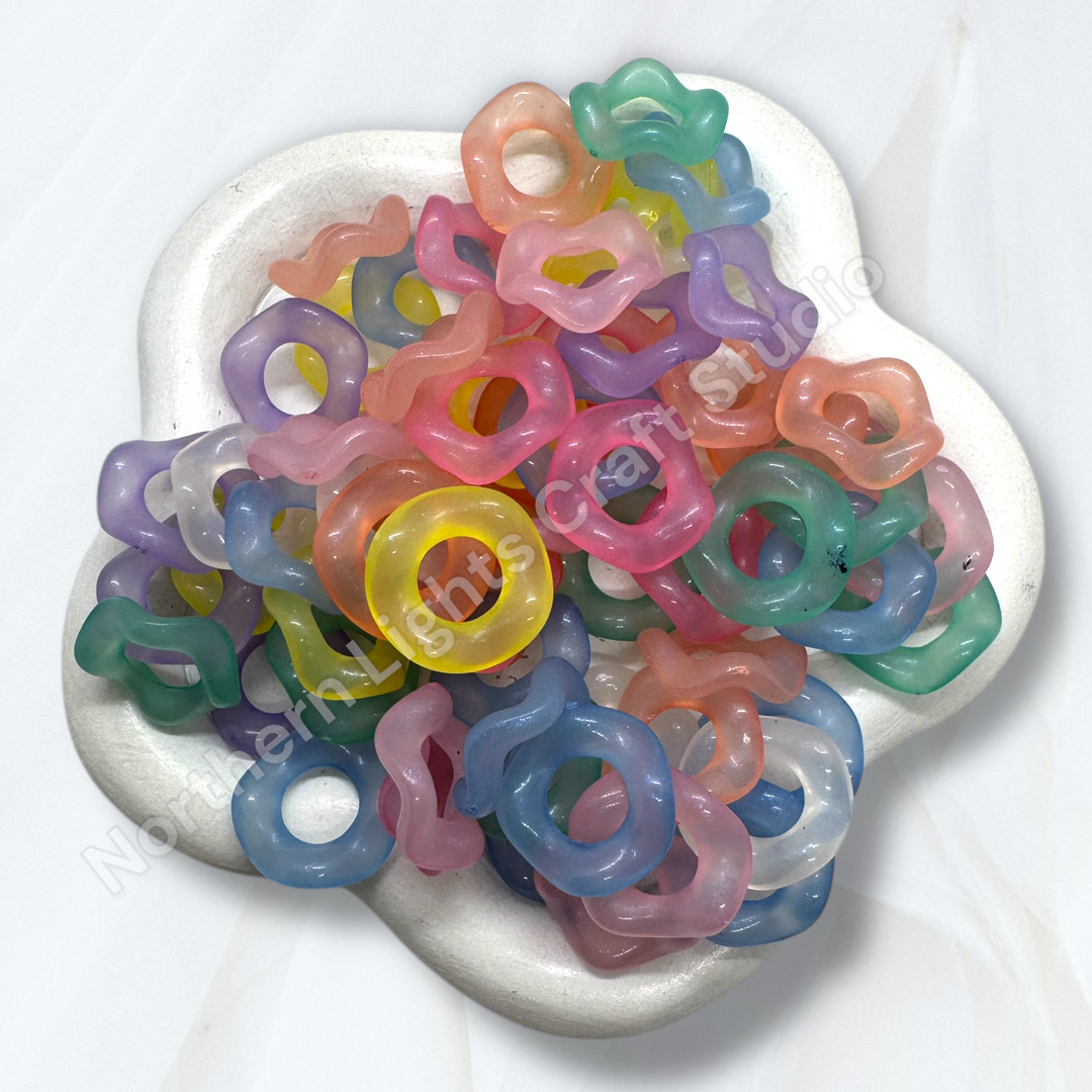 Jelly Luminous Glitter Wavy Spacers 16mm - Choose Color- 50pc.