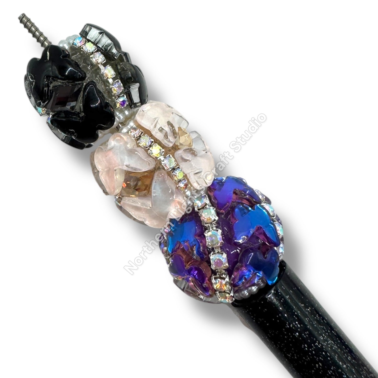 Butterfly and Rhinestone Indian Bead -2pc.