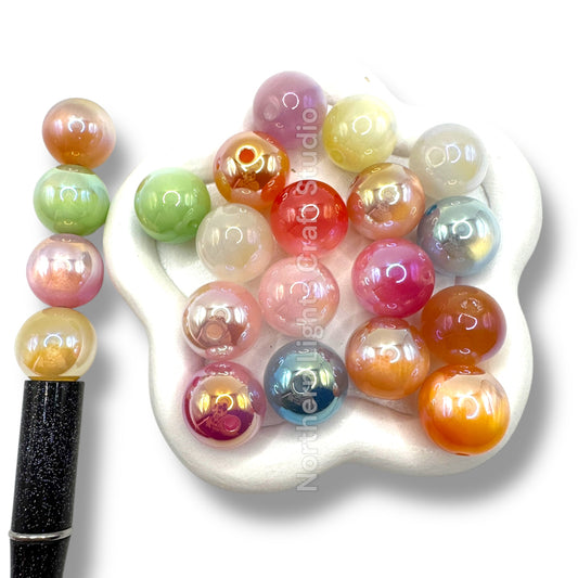 UV Shiny Cat Eye Bead Bright Color Mix-16mm-20pc.