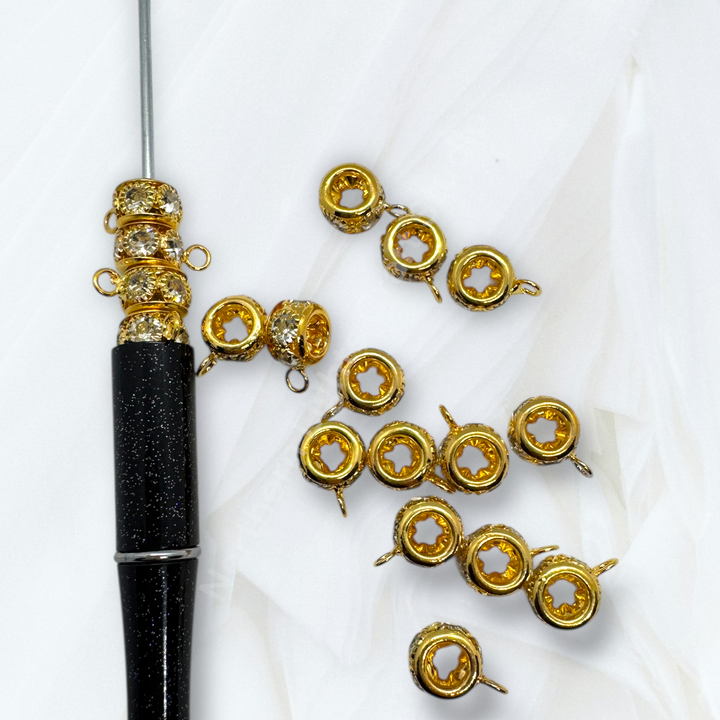 10mm Metal Alloy Spacer Bail Bead with Rhinestones - 10 pc.