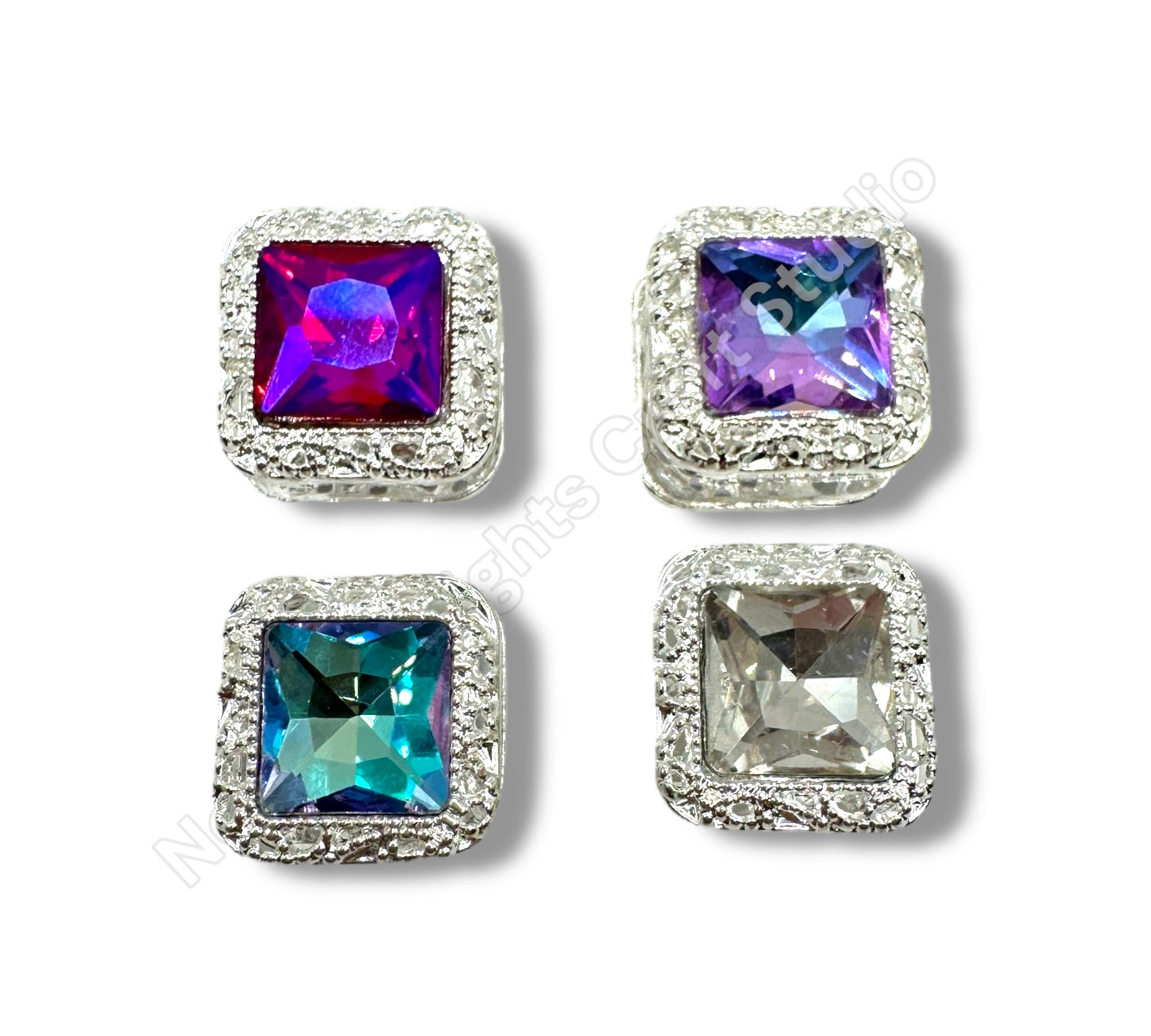 16mm Metal Square Crystal Beads