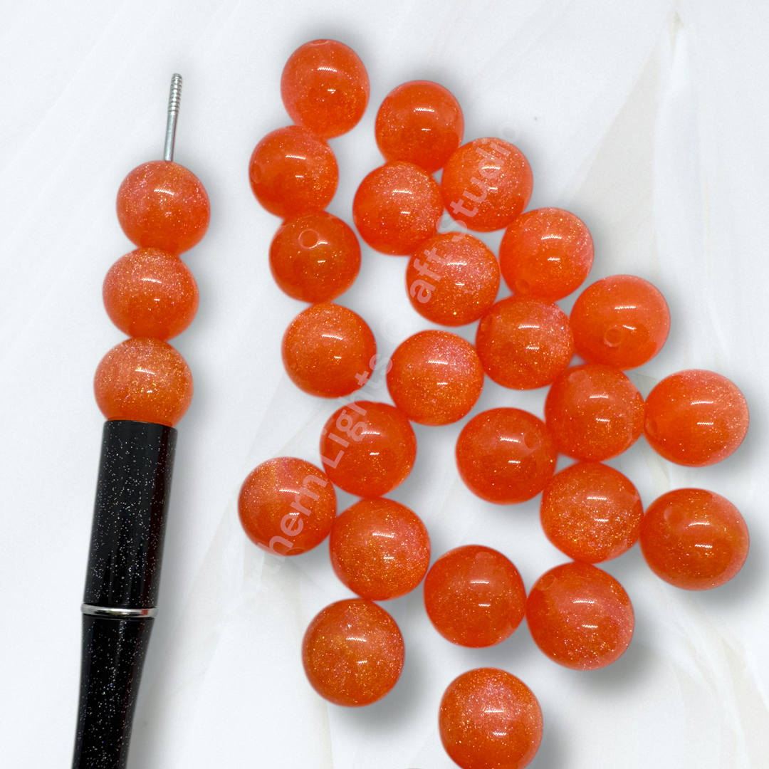Orange Melon Glitter Galaxy 16mm Bead - 20pc.