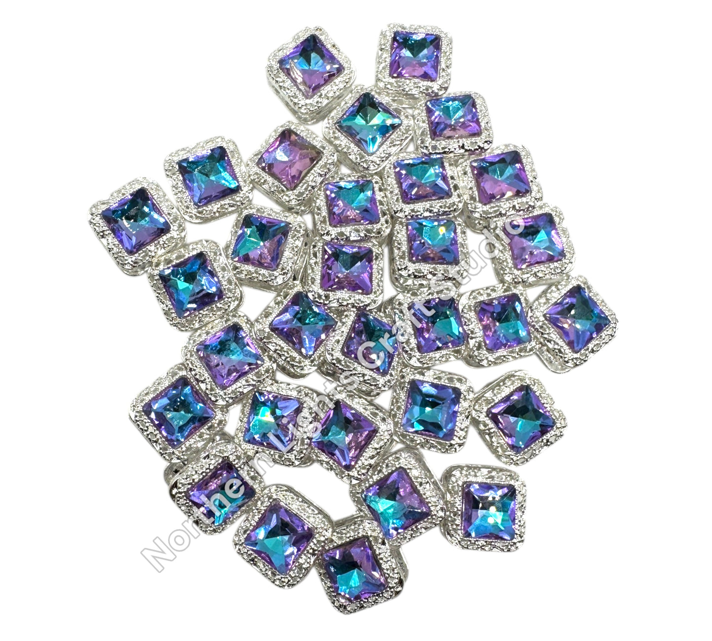 16mm Metal Square Crystal Beads