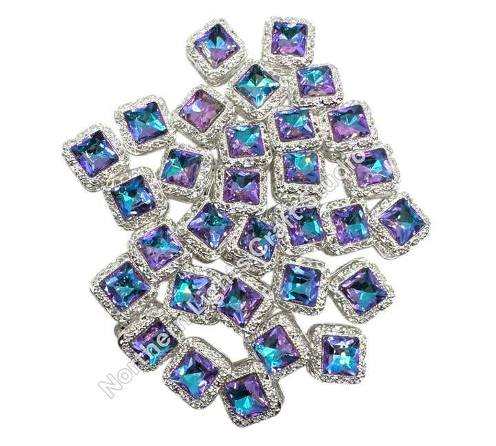 16mm Metal Square Crystal Beads