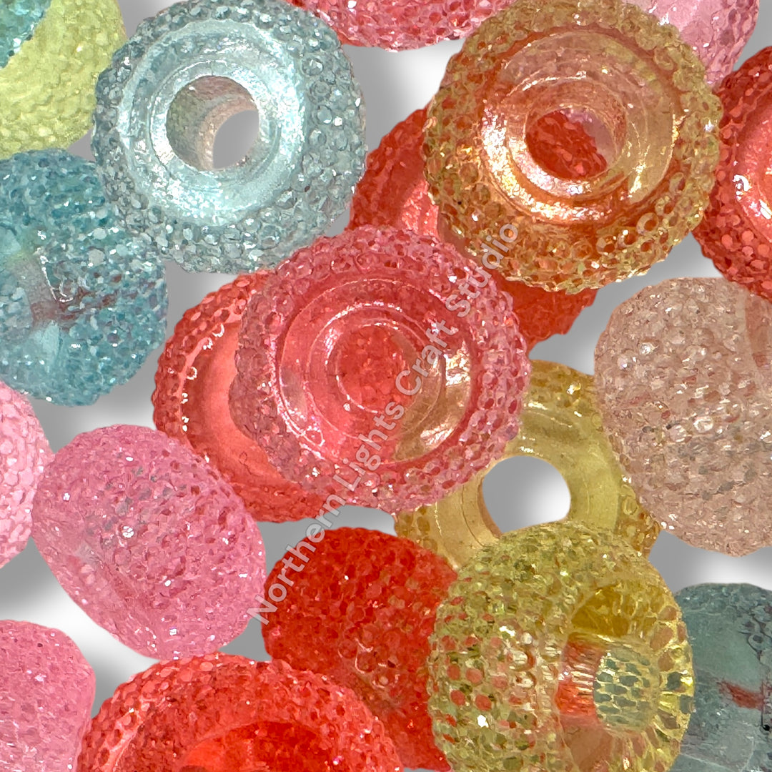 Textured Acrylic Jelly Rondelle Spacer 10pc. - 16mm