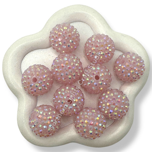 Pink Ice AB 20mm Acrylic Rhinestone Bubblegum Beads - 10pc.