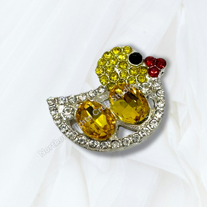 Metal Alloy Crystal Duck Bead - 1pc.