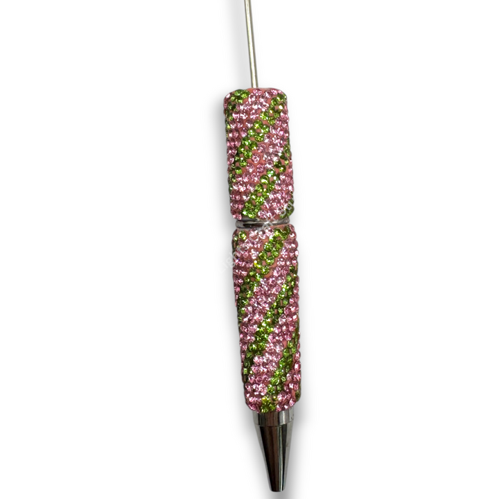 Pink and Green Theme Rhinestone Beadable Pens - 1pc.