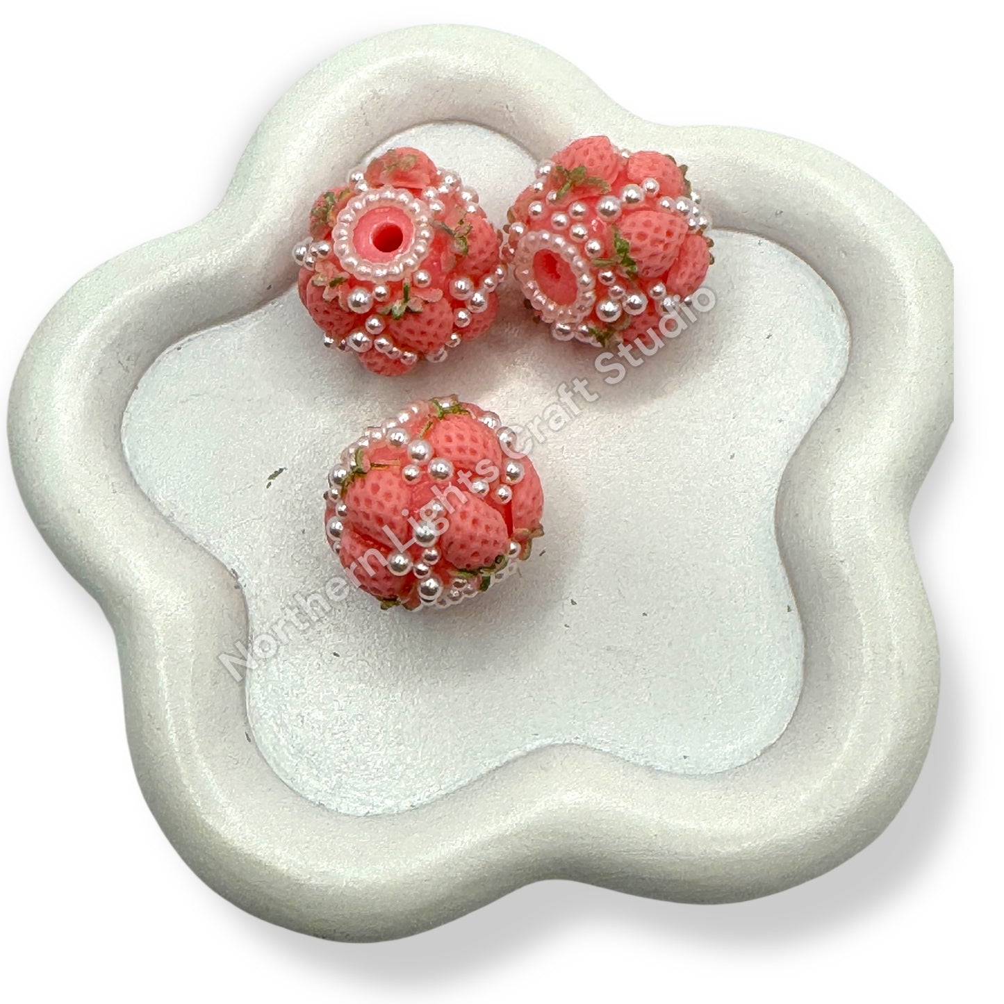 Acrylic Strawberry Sugar Beads 20mm - 3 pcs. - Read Description!