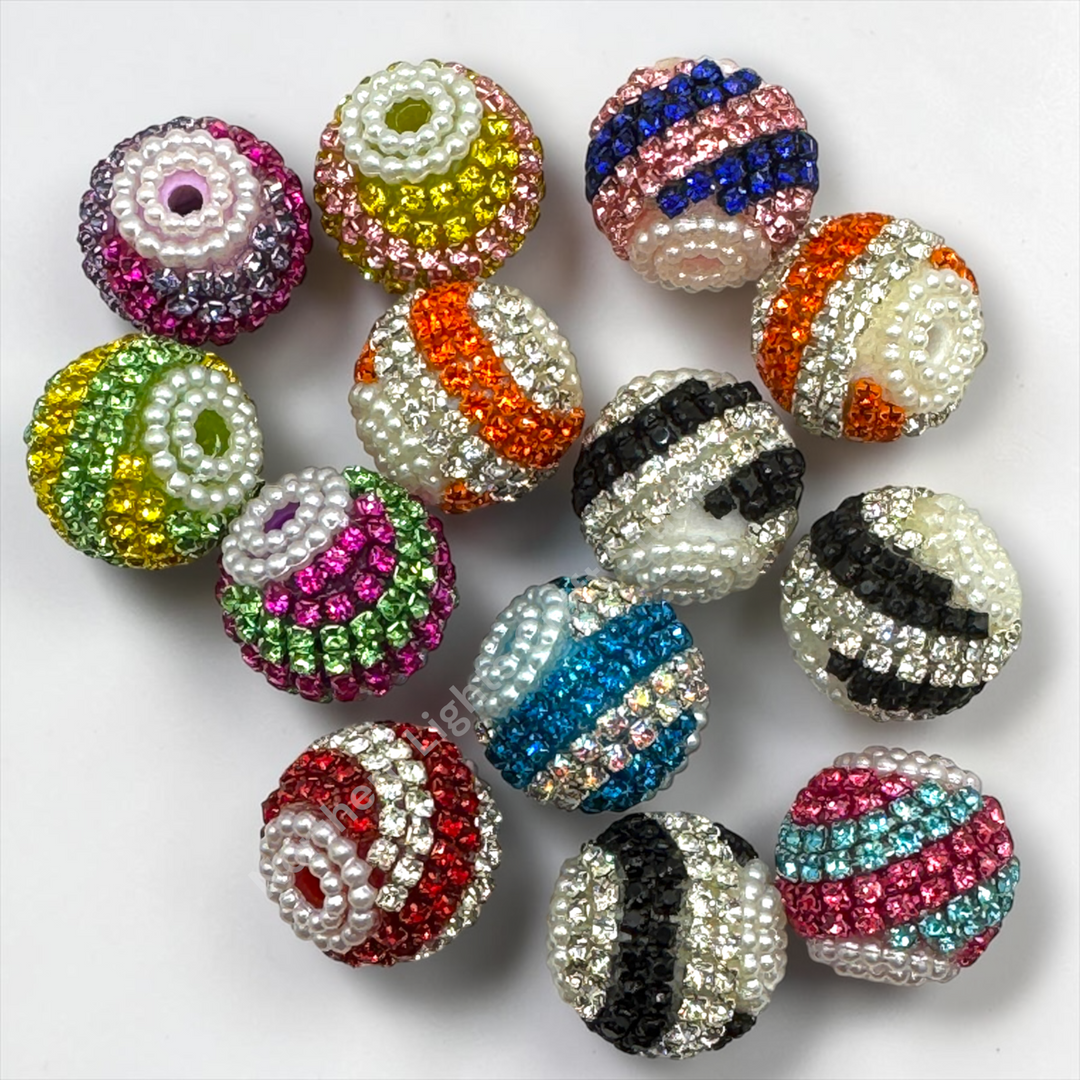 Rhinestone Swirl Fancy Acrylic 20mm Mix - 7pc.