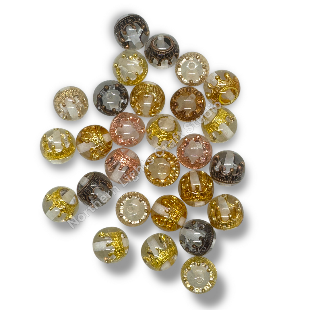 16mm Clear Crown Acrylic Bead Mix -20 Pieces