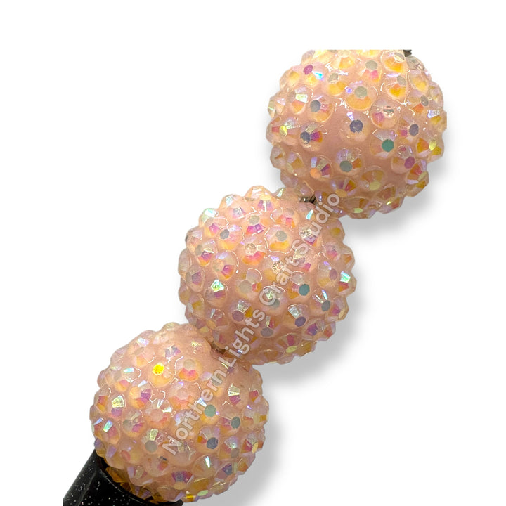 Peach Ice 20mm Acrylic Rhinestone Bubblegum Beads - 10pc.