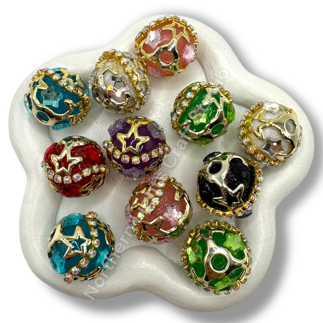 Gold Star cage beads - 4 pc.