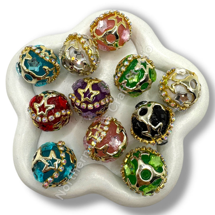 Gold Star cage beads - 4 pc.