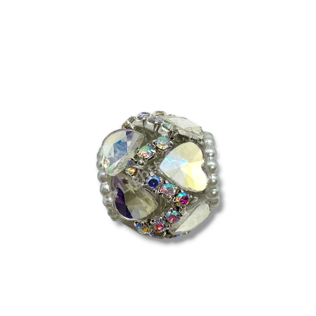 Rhinestone Zig Zag Heart Shape Crystal Fancy Bead - 4pc.