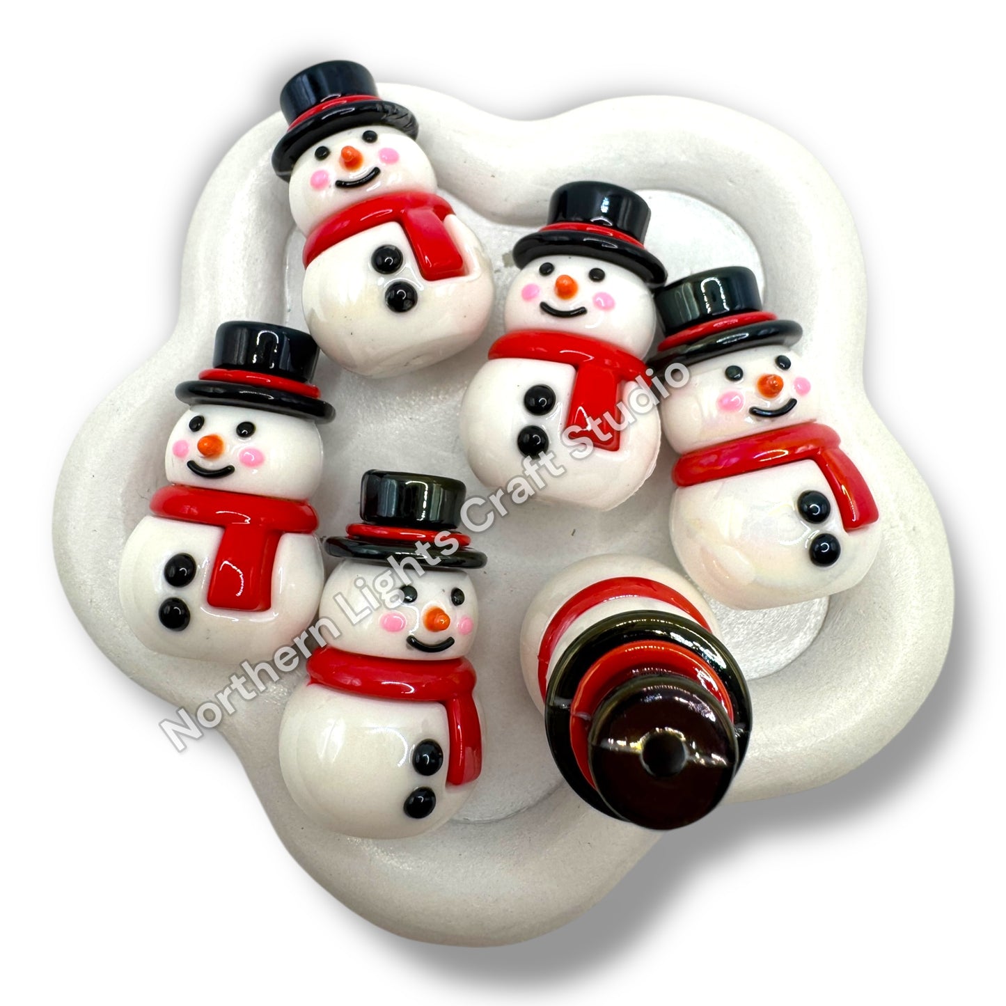 3D Rubber PVC Snowman Focal Bead - 1 pc.