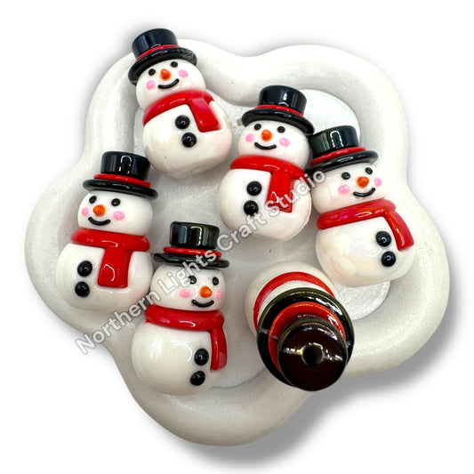3D Rubber PVC Snowman Focal Bead - 1 pc.