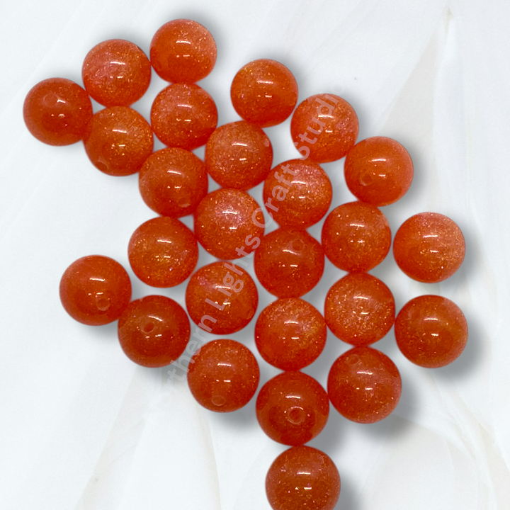 Orange Melon Glitter Galaxy 16mm Bead - 20pc.