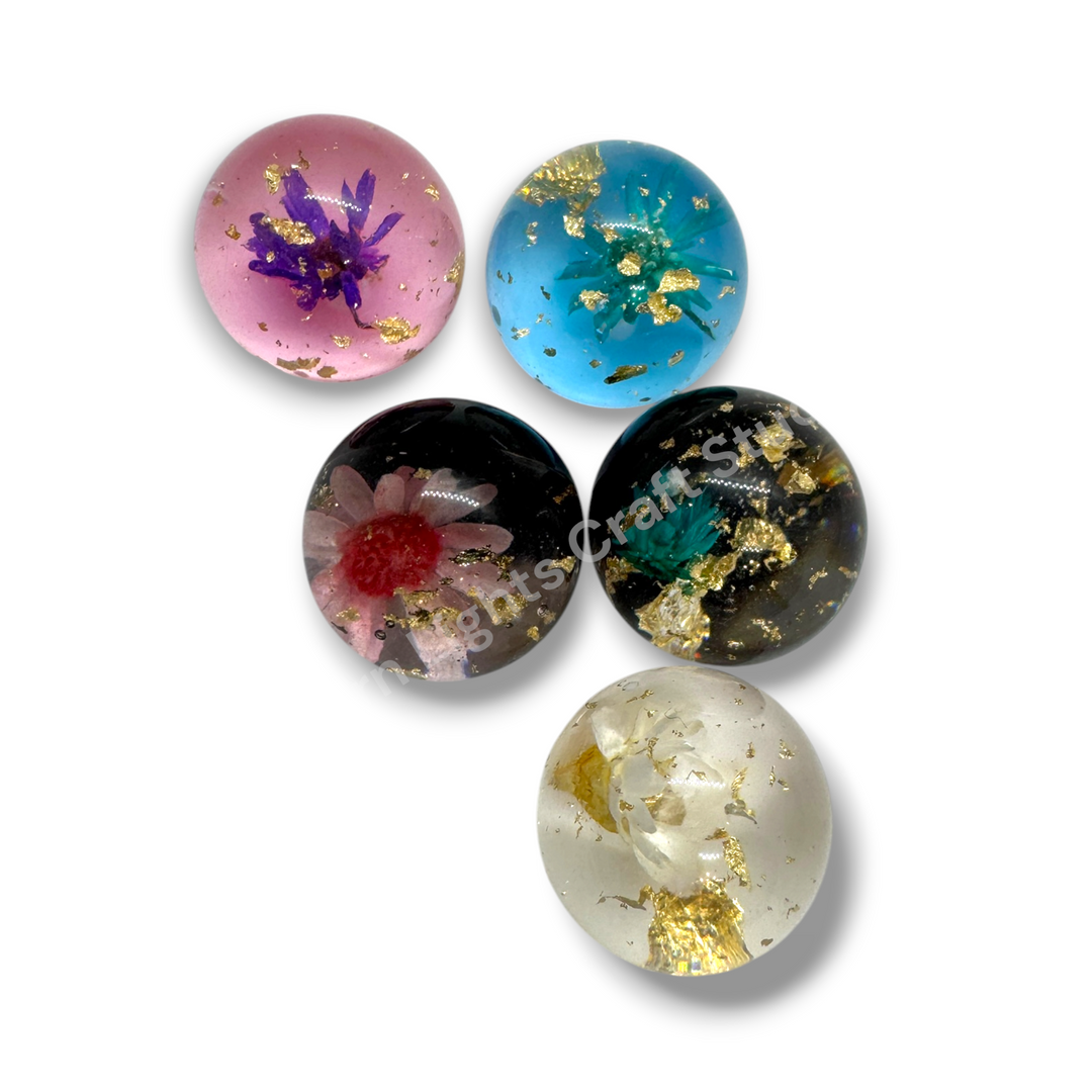 Mini Flower Gold Flake 20mm Globe Pen Topper - 5pc. Mix LIMITED QUANTITY