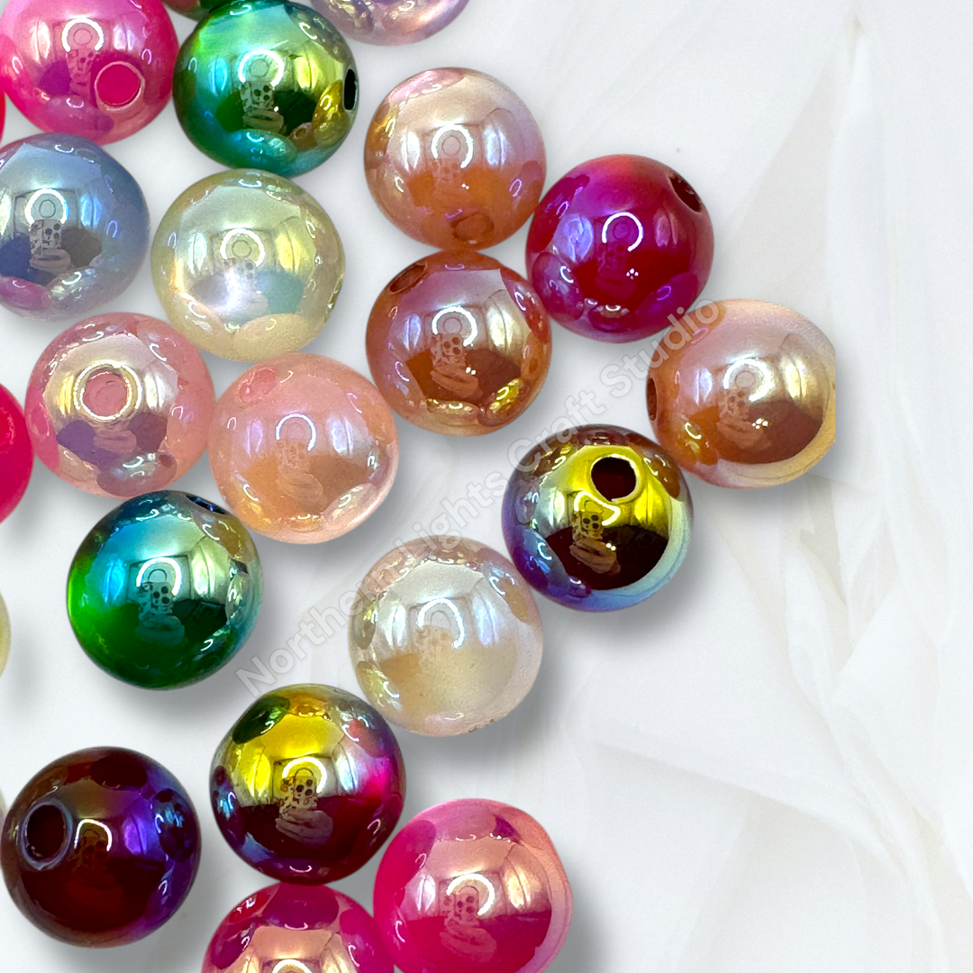 UV Cat Eye Shiny 12mm Resin Bead  Mix -25pc