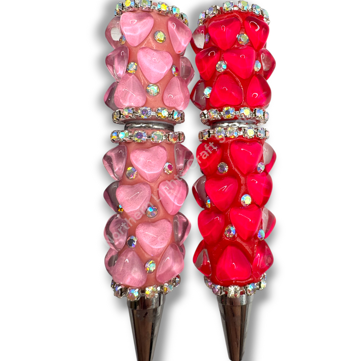 Beadable Jelly Neon Glass Heart Fancy Bling Rhinestone Pen