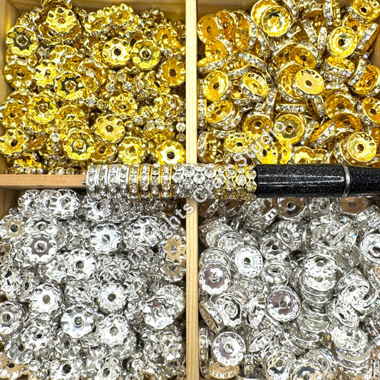 Metal Rhinestone Spacers 8, 10, or 12mm - 30 pcs.