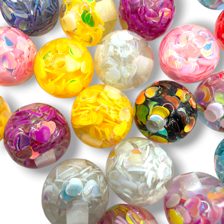 Fire Opal Heart Confetti 12mm Resin Beads - 25pc.