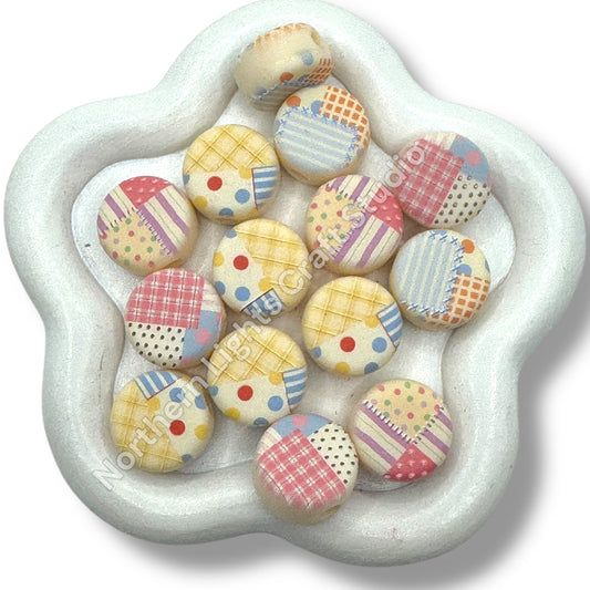 Pastel Patchwork Disc 16mm Beads - 10 pc.