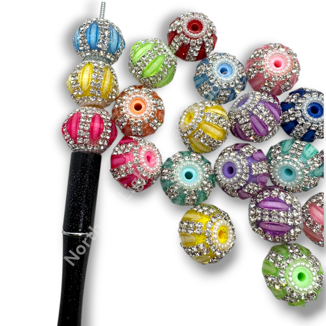 Fancy Pumpkin Slice Rhinestone Opaque Slice Beads - 5pc. Mix