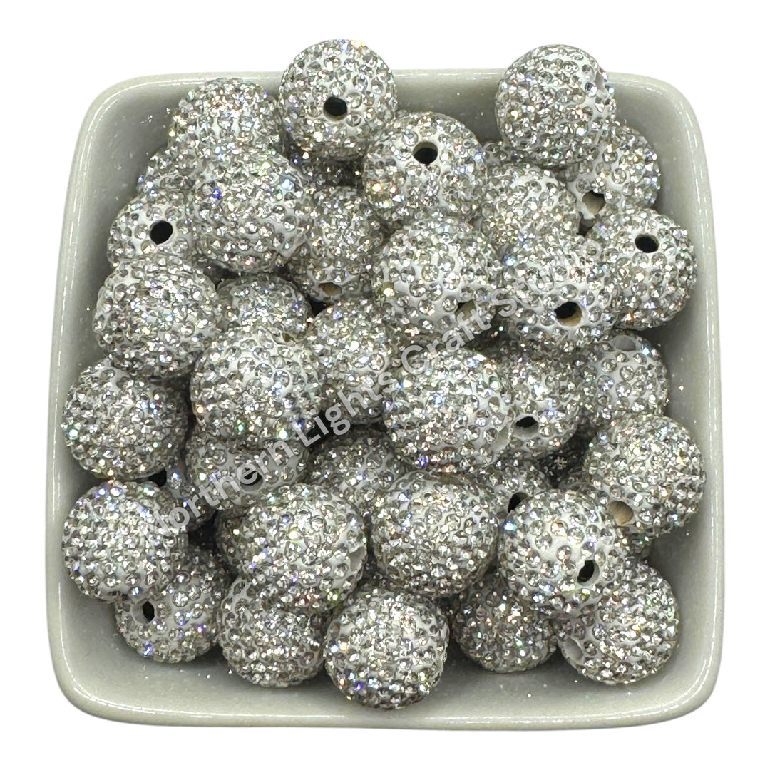 Silver Rhinestone Clay BaseBeads-16mm - 10pc.