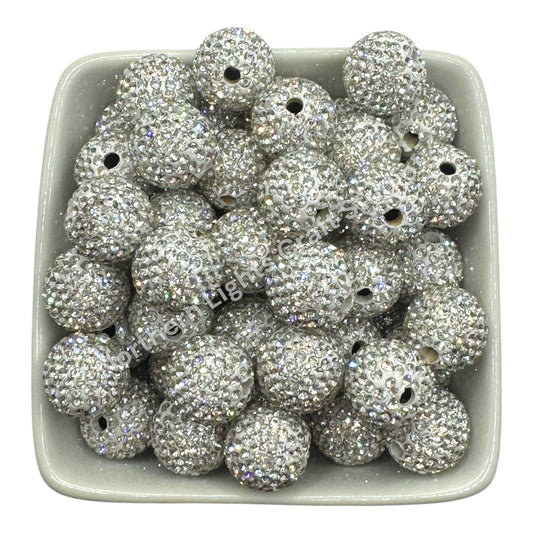 Silver With AB Rhinestone Beads-16mm - 10pc.