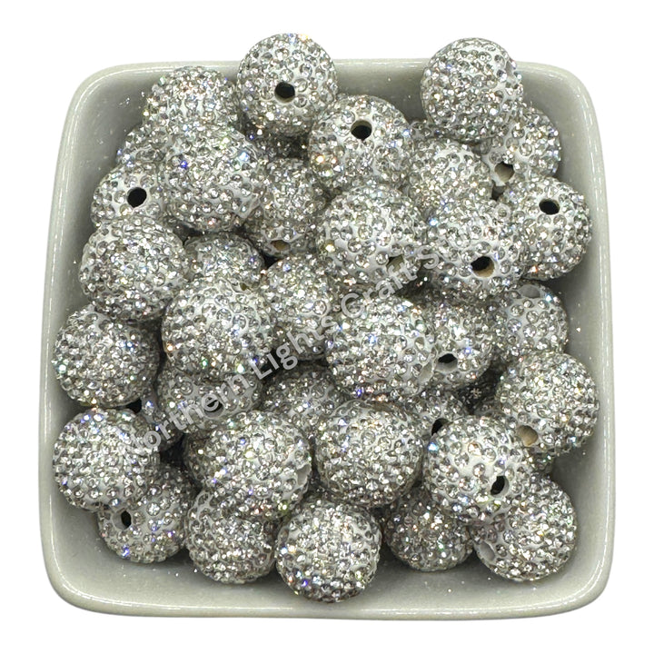 Silver Rhinestone Clay BaseBeads-16mm - 10pc.