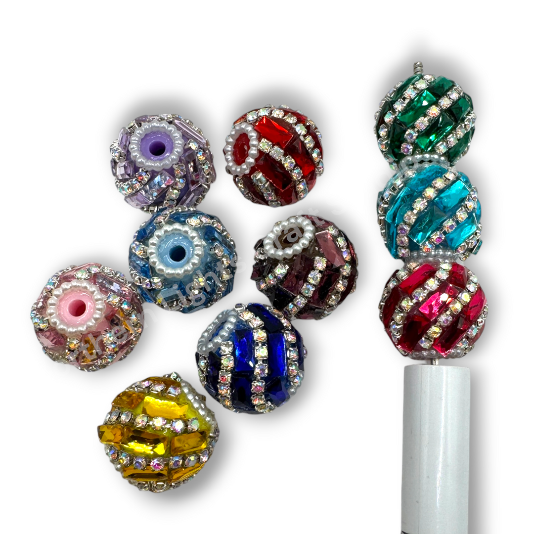 Swirl Rhinestone Crystal Fancy Beads 20mm- 10 piece mix