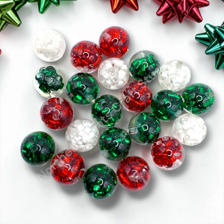 Christmas Shiny Bow 16mm Luxury Resin Bead Mix - 20 pc.