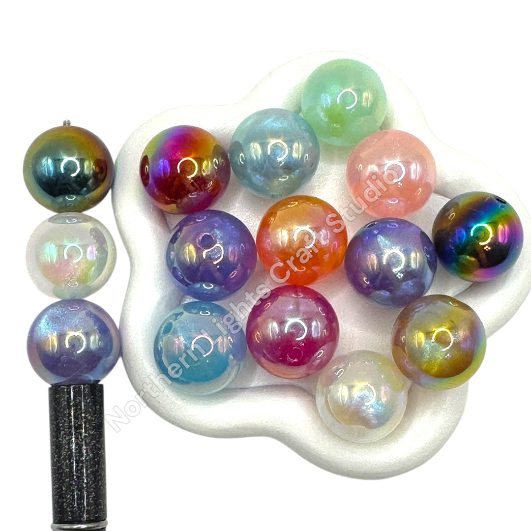 Glitter UV Luminous Galaxy Glitter 20mm Beads -10pc.