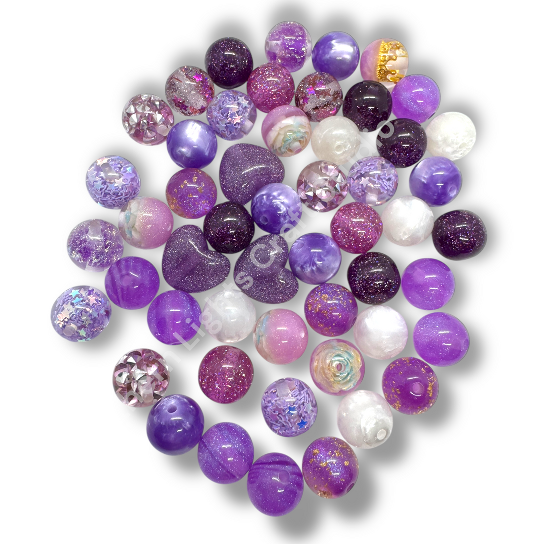 Purple Premium Bead 16mm Resin Mix -20 pc.
