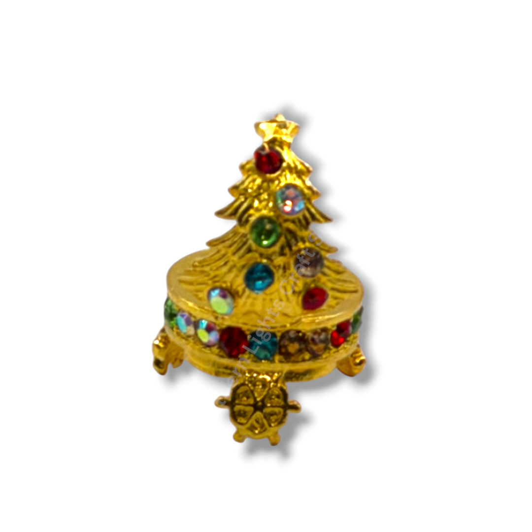 Christmas Tree Rhinestone Metal Alloy Bead Cap Spacer For 16mm Beads- 5pc.