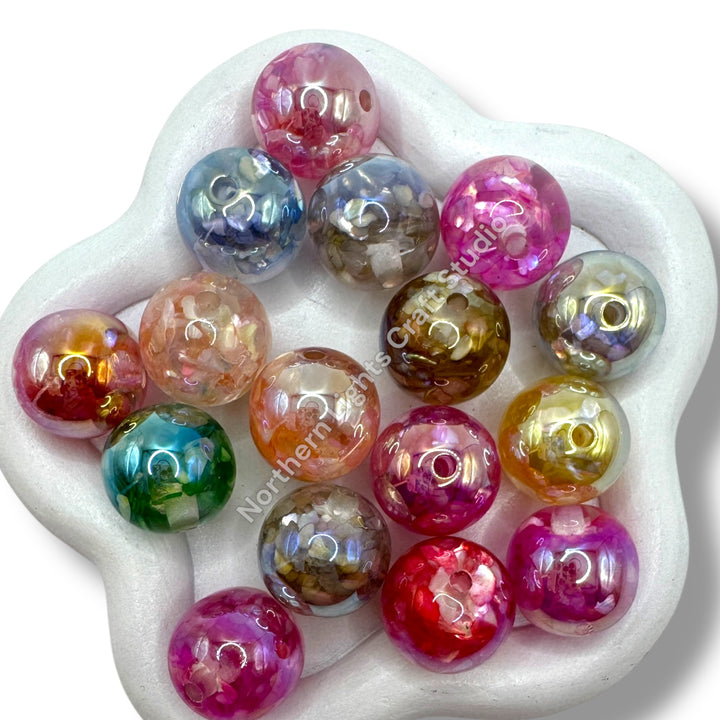 UV Coated Acrylic Shell Beads - 16mm - 20pc.