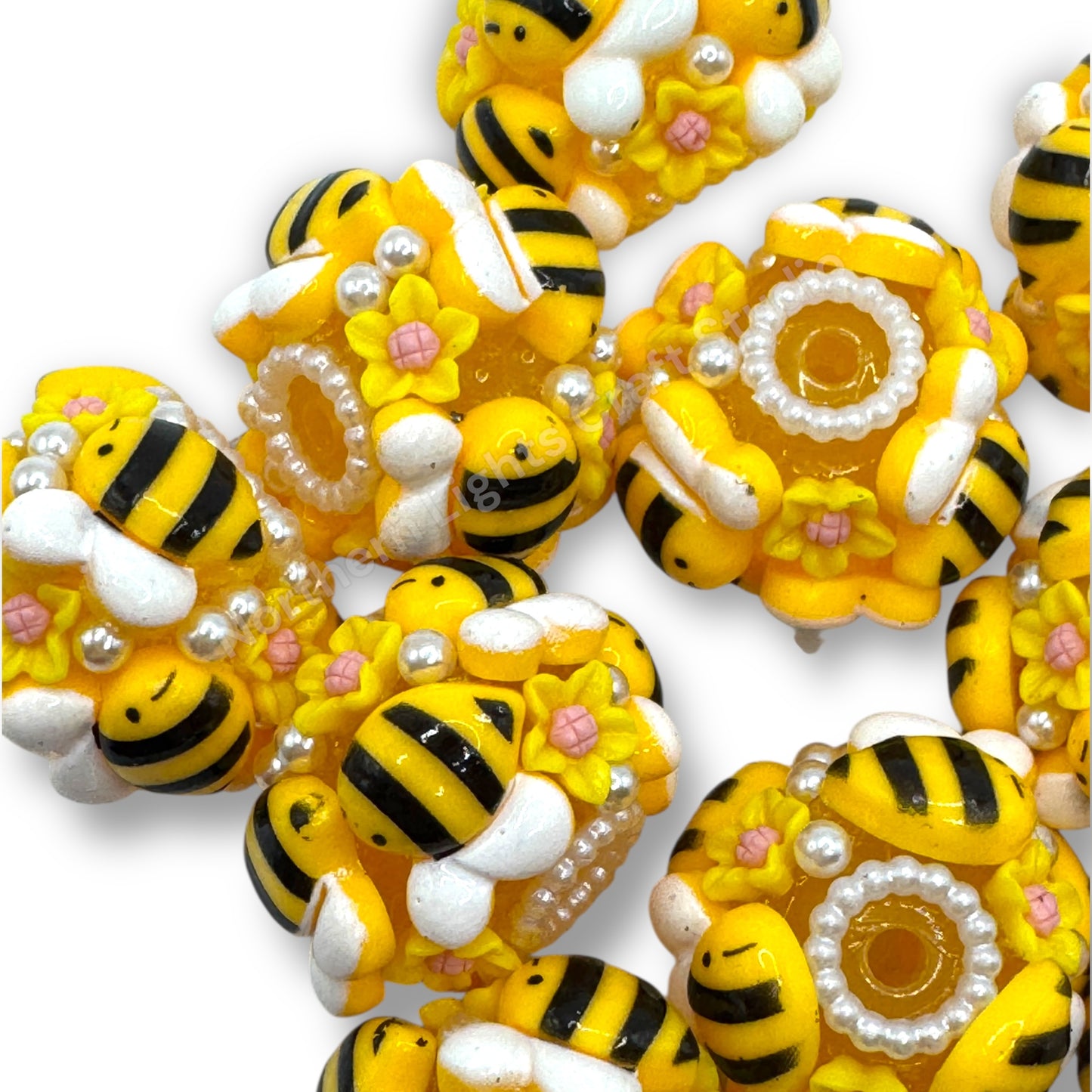 Bee Acrylic Charm Fancy Bead - 2pc.
