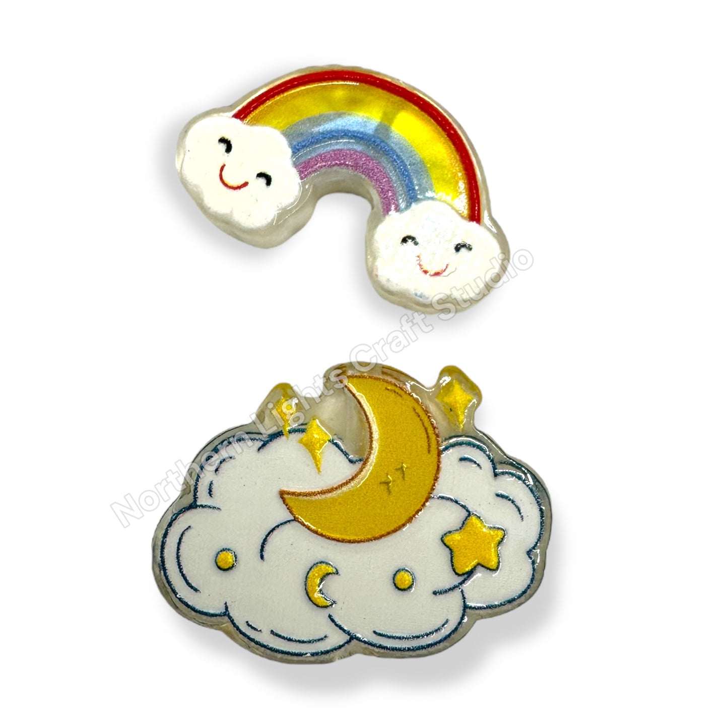 Acrylic Charm Beads, Two-Sided With Holes - Mix