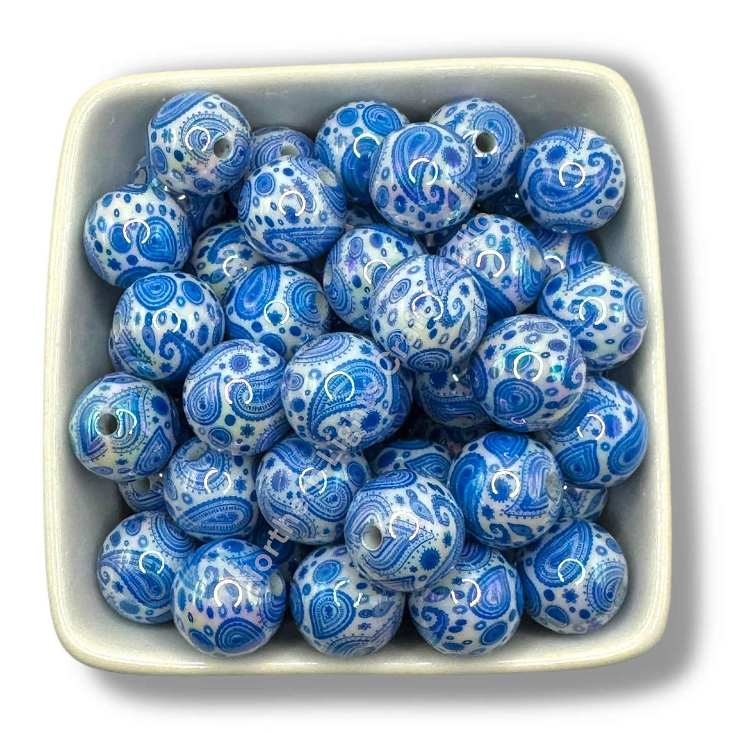 Paisley Bandana Printed 16mm Acrylic Beads - 20pc.