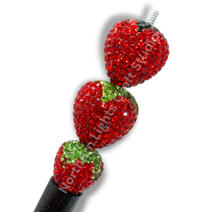Rhinestone Strawberry Beads -Small or Large Sizes - 1pc.
