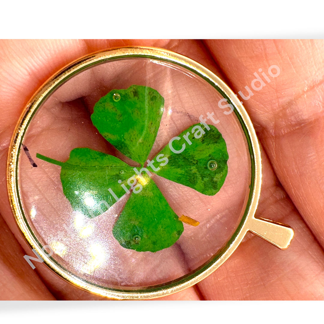 Four Leave Clover Acrylic and Glass Charm 30mm Pendant