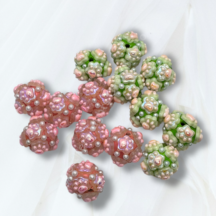 Fancy Clay Base Paw Charm Beads -5pc.